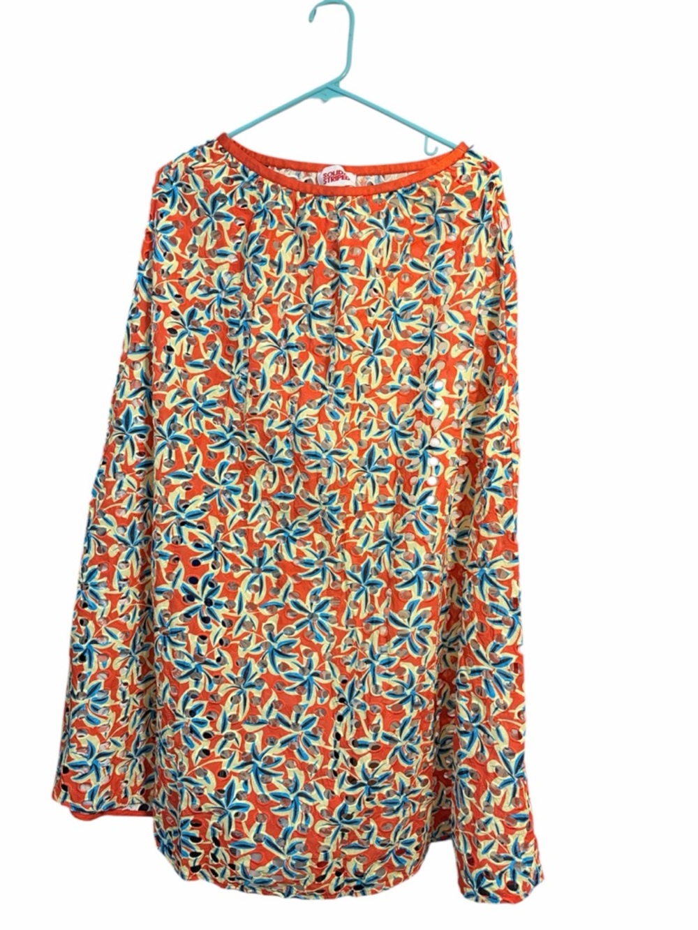 Solid & Striped The Murphy Eyelet Skirt XS Orange Yellow Floral Cotton - Picture 2 of 5